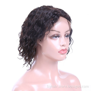 Short Wavy Bob Wig Lace Front Human Hair Wigs 150% Density Pre Plucked Middle Part Short Human Hair Bob Wig Brazilian Remy